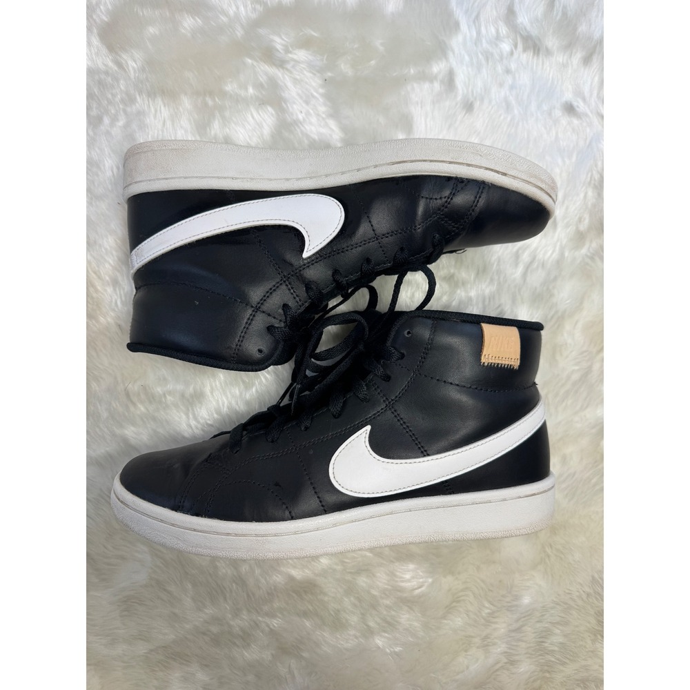 Nike Court Royale Mid Mens Black White Leather High Top Sneakers - Picture 3 of 9